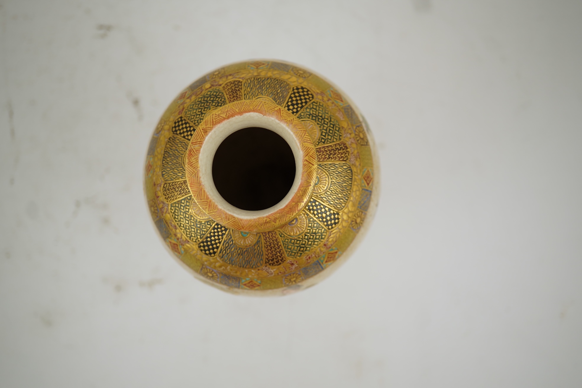 A Japanese small Satsuma vase, by Hattori, Meiji period